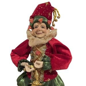vtg large katherines collection collectible Christmas jester‎ elf Pixi poseable